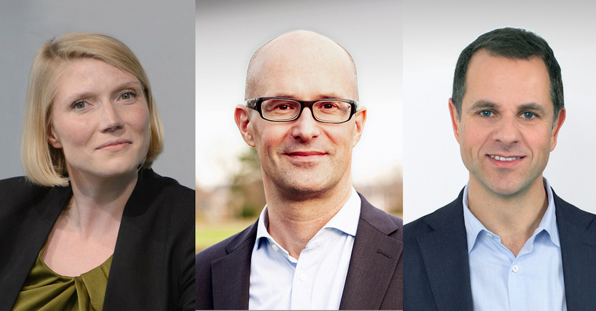 Cathryn Clüver Ashbrook, Marek Wallenfels (Mitte) und Dirk Zorn verstärken das Führungsteam der Bertelsmann-Stiftung.